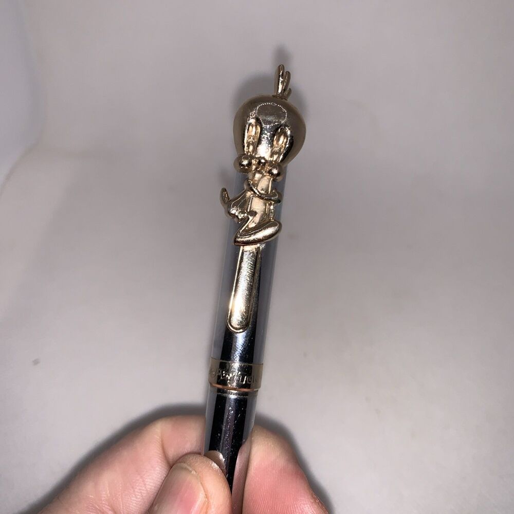 1995 Tweety Bird Pen Silver Gold Trim Read Description